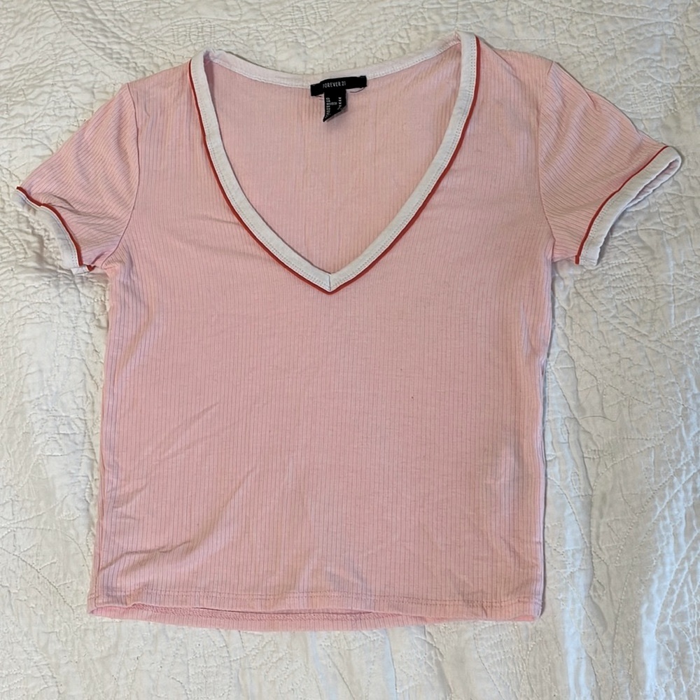 Pink Forever 21 V-neck Tshirt